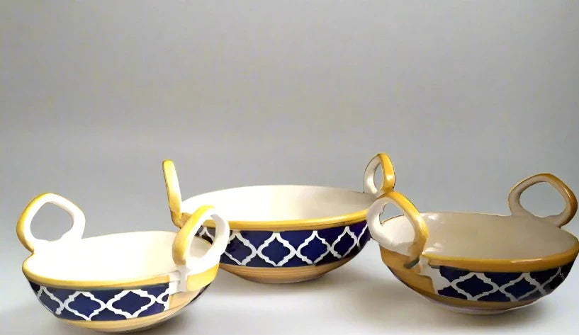 Blue Moroccan Kadhai Serverware Set of 3