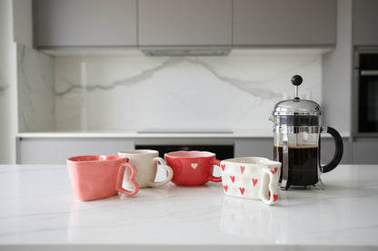 The Love Story Quartet ; Red Lovebird + White Lovebird + valentine Mug + Cute Heart Cup