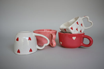 The Love Story Quartet ; Red Lovebird + White Lovebird + valentine Mug + Cute Heart Cup
