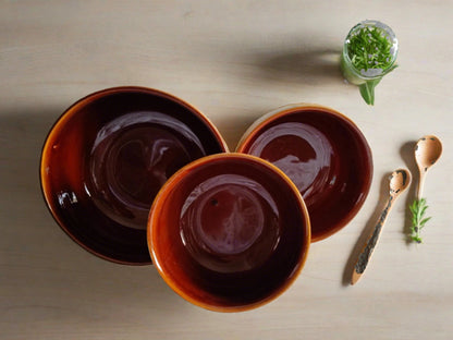 Brown Creme Bowl Set (Pack of 3)