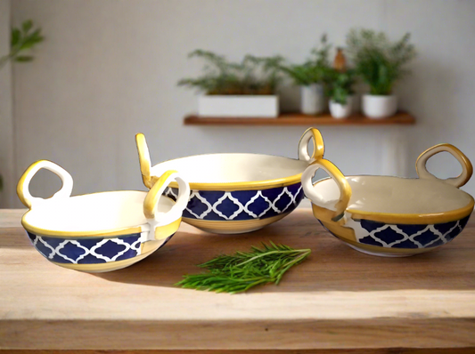 Blue Moroccan Kadhai Serverware Set of 3